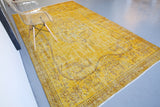 Vintage Overdyed Isparta Rug in Meyer Lemon 6.6ftx10.5ft