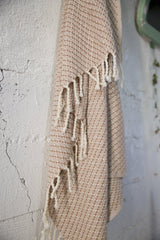 Handwoven Petek Pestemal Towel in Beige/Brown