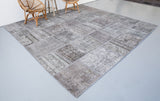 Vintage Overdyed Patchwork Rug overdyed in Light Gray 10ftx10ft