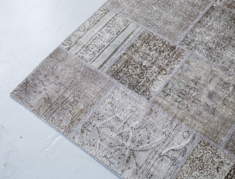 Vintage Overdyed Patchwork Rug overdyed in Light Gray 10ftx10ft