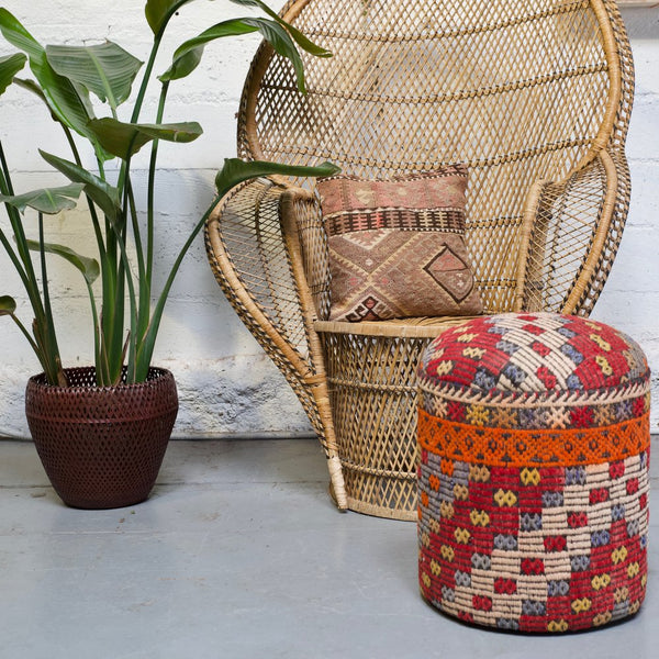 Solid Cylinder Shaped Kilim Stool