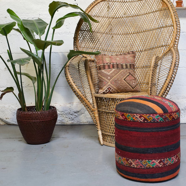 Solid Cylinder Shaped Kilim Stool