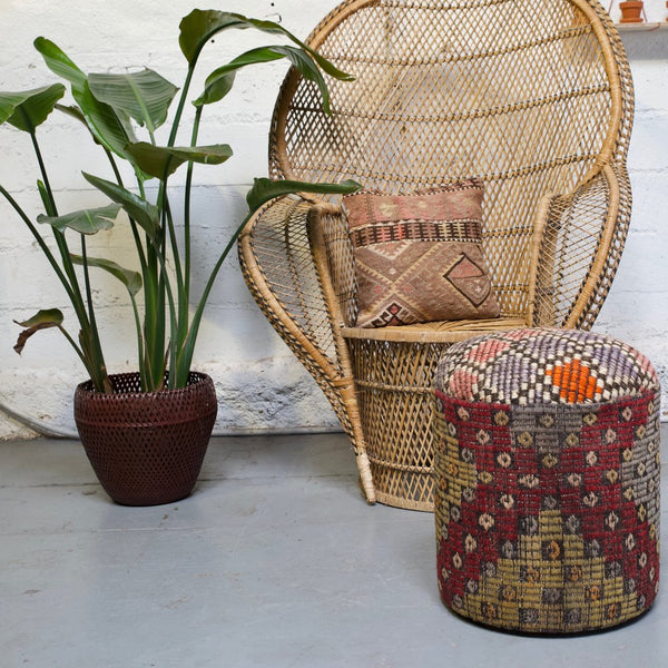 Solid Cylinder Shaped Kilim Stool