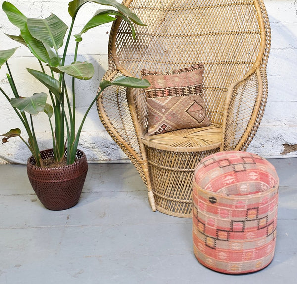 Solid Cylinder Shaped Kilim Stool