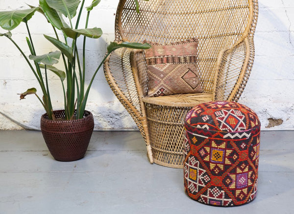 Solid Cylinder Shaped Kilim Stool