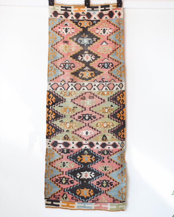 pile rug runner, Turkish rug, vintage rug, portland, rug shop, bright colors, wild shaman, runner rug, bold color, Portland, Oregon, rug store, rug shop, local shop, hallway runner, skinny runner, kilim runner,  earthy colors, faded colors, light colors