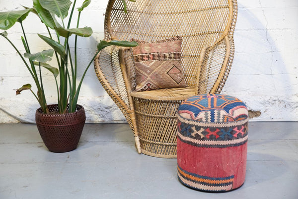 Solid Cylinder Shaped Kilim Stool