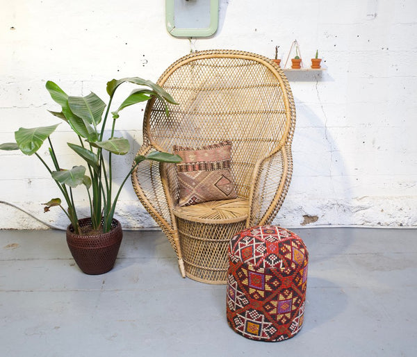 Solid Cylinder Shaped Kilim Stool