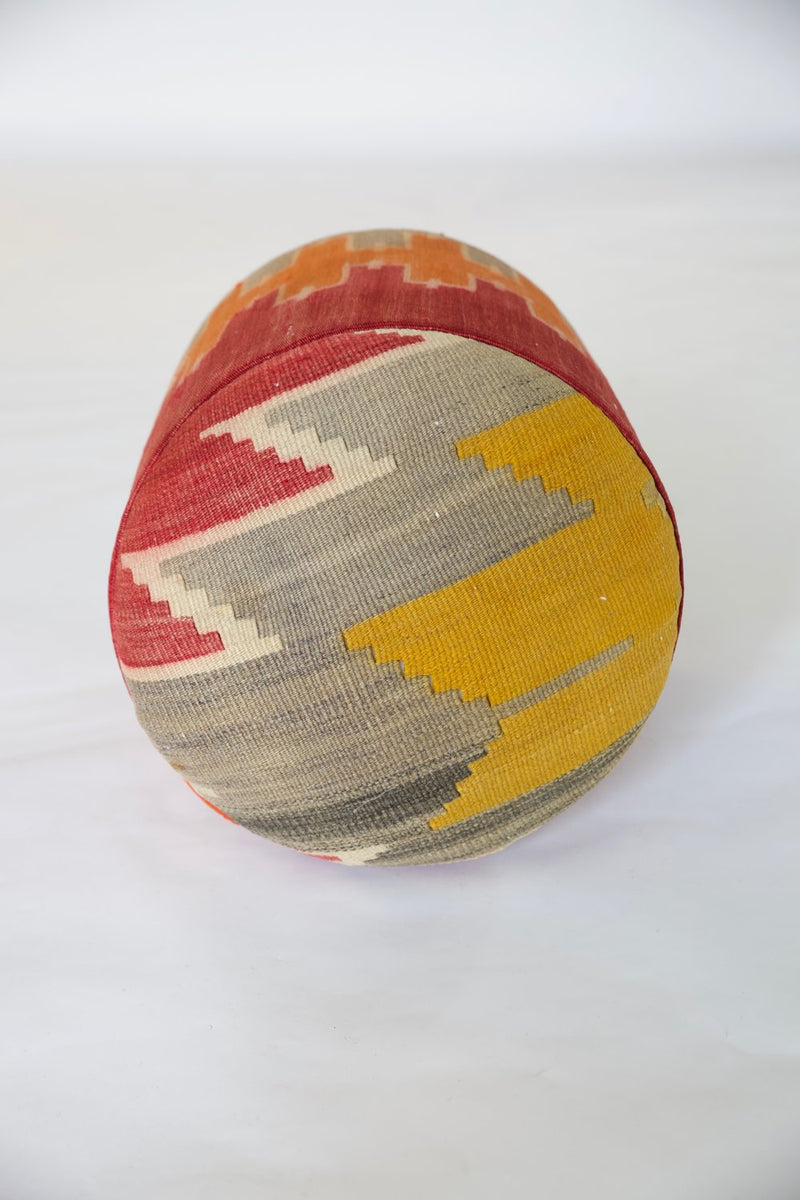 Solid Cylinder Shaped Kilim Stool