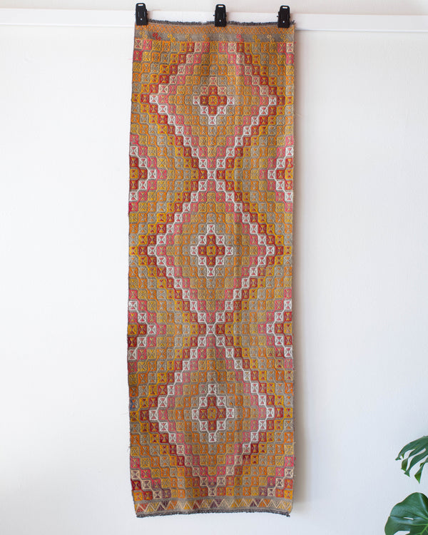 pile rug runner, Turkish rug, vintage rug, portland, rug shop, bright colors, wild shaman, runner rug, bold color, Portland, Oregon, rug store, rug shop, local shop, hallway runner, skinny runner, kilim runner,  earthy colors, faded colors