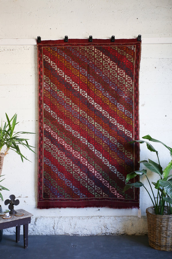 Vintage Konya Karapinar Cicim Kilim Rug 5'x8'