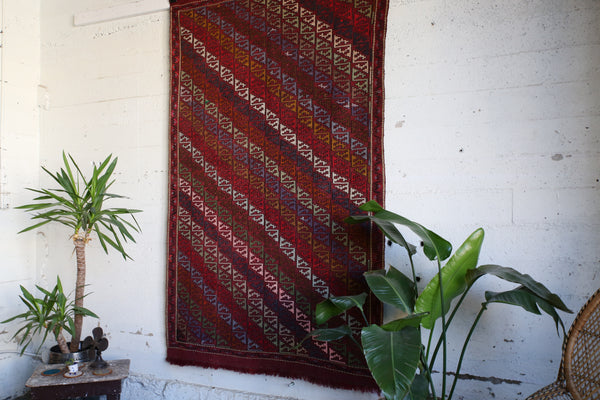 Vintage Konya Karapinar Cicim Kilim Rug 5'x8'