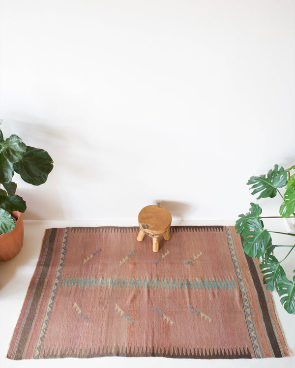 old rug, antique rug, earthy colors, faded colors, turkish rug, vintage rug, flat weave, kilim rug, large area rug, square rug, Wild Shaman, Portland, Oregon, rug store, rug shop, local shop