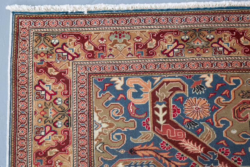 old rug, antique rug, Turkish rug, Portland, Oregon, rug store, rug shop, local shop, bright colors, wild shaman, large rug, area rug, red rug, bold color, peach, petrol blue, bright color