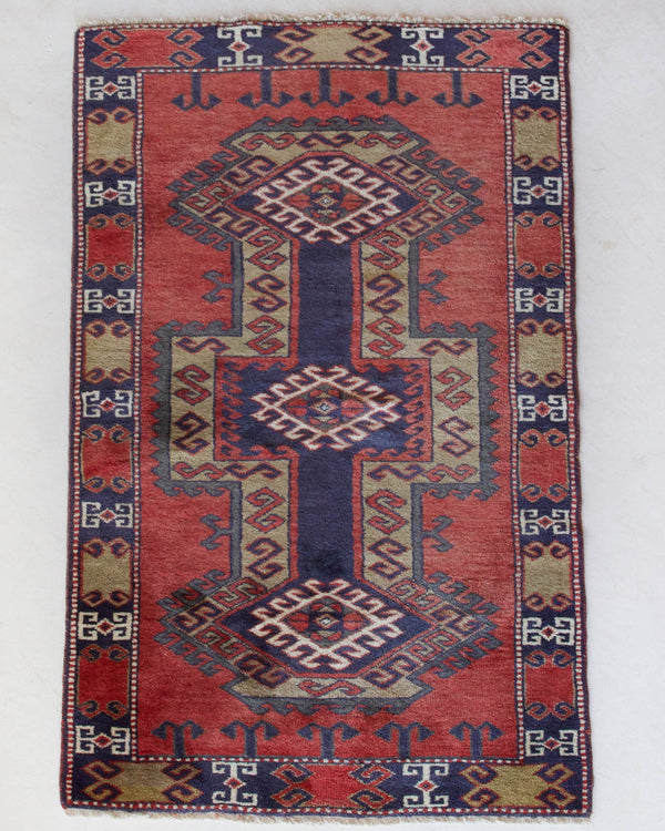 Vintage Turkish rug in living room setting, old rug, antique rug, pastel colors, faded colors, Turkish rug, vintage rug, soft rug, Portland, Oregon, rug store, rug shop, local shop