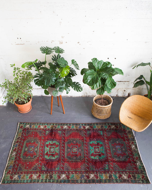 old rug, antique rug, earthy colors, faded colors, Turkish rug, vintage rug, flat weave, kilim rug, large area rug, square rug, Wild Shaman, Portland, Oregon, rug store, rug shop, local shop