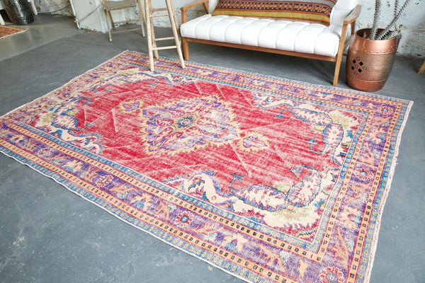 Old Demirci Oushak Rug 6.3ftx9.6ft