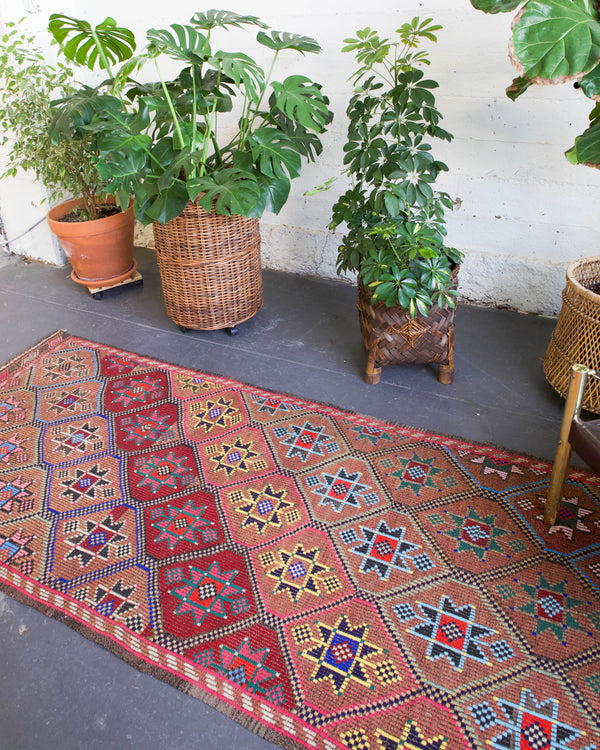 flat weave runner, pile rug runner, Turkish rug, vintage rug, portland, rug shop, bright colors, wild shaman, runner rug, bold color, Portland, Oregon, rug store, rug shop, local shop, hallway runner, skinny runner