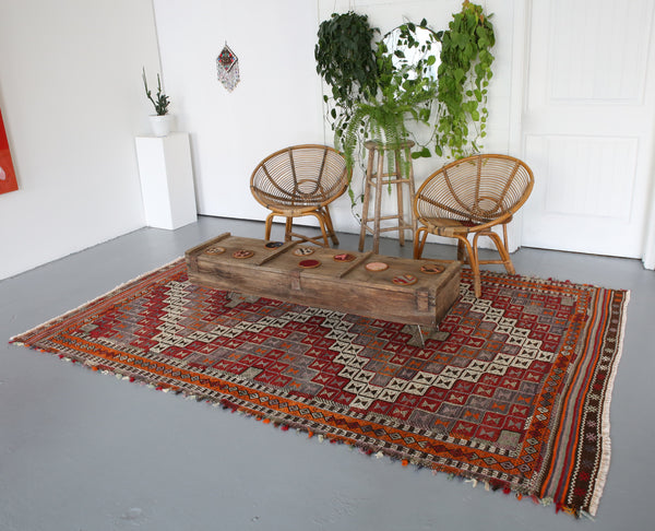 Old Anatolian Cicim Kilim Rug 6ftx9.5ft