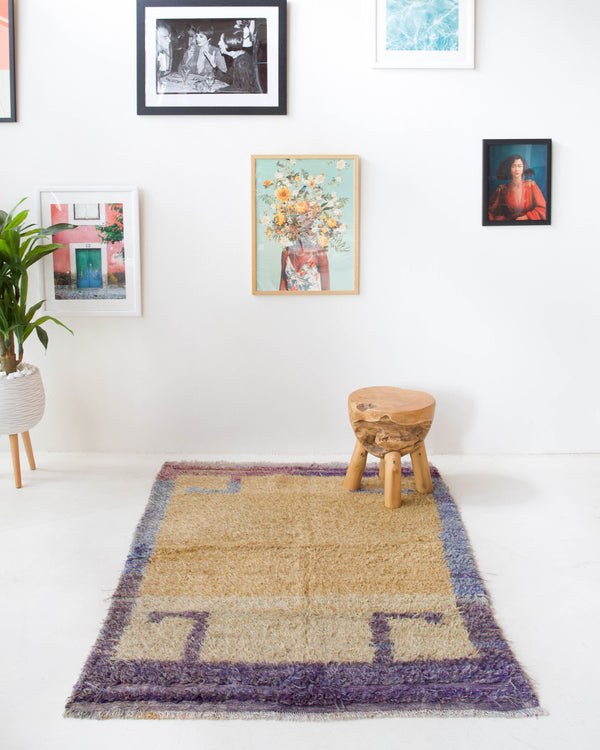 Vintage Turkish rug in living room setting, old rug, antique rug, pastel colors, faded colors, Turkish rug, vintage rug, soft rug, Portland, Oregon, rug store, rug shop, local shop