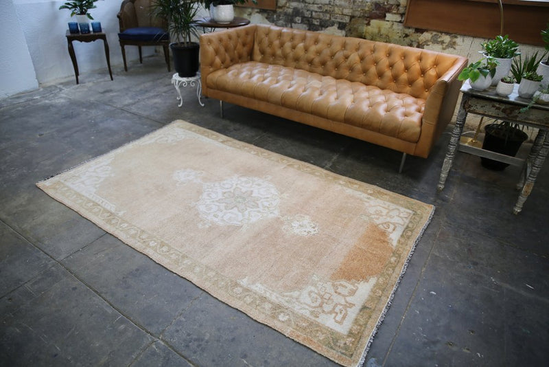 Old Anatolian Oushak style rug from Malatya Turkey 4.4x7.4ft