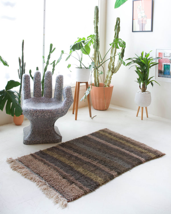 Vintage Turkish rug in a living room setting, pile rug, Turkish rug, vintage rug, portland, rug shop, bright colors, wild shaman, soft rug, bold color, Portland, Oregon, rug store, rug shop, local shop, shag rug, shaggy, plush 