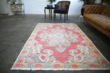 Vintage Faded Anatolian Turkish Rug 4.8x7.2ft