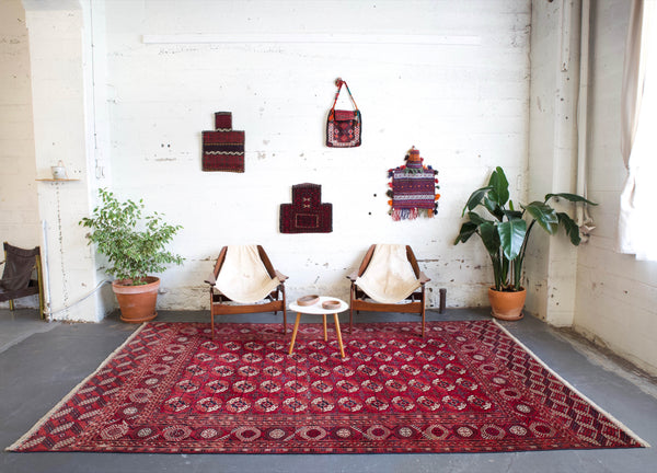 old rug, antique rug, Turkish rug, Portland, Oregon, rug store, rug shop, local shop, bright colors, wild shaman, large rug, area rug, red rug, bold color, burgundy, dark red