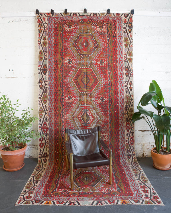 old rug, antique rug, earthy colors, faded colors, Turkish rug, vintage rug, flat weave, kilim rug, large area rug, square rug, Wild Shaman, Portland, Oregon, rug store, rug shop, local shop