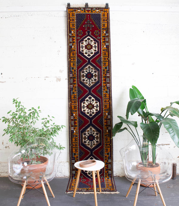 pile rug runner, Turkish rug, vintage rug, portland, rug shop, bright colors, wild shaman, runner rug, bold color, Portland, Oregon, rug store, rug shop, local shop, hallway runner, skinny runner