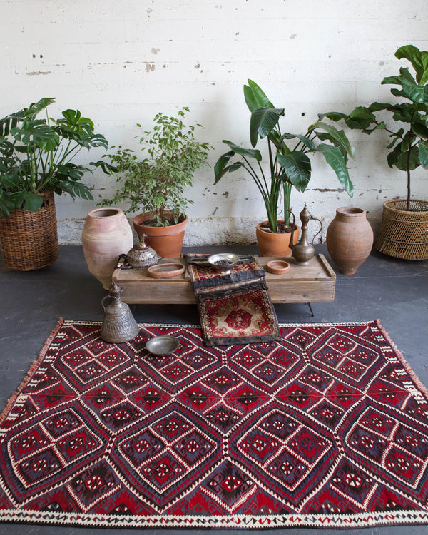 old rug, antique rug, earthy colors, bold colors, turkish rug, vintage rug, flat weave, kilim rug, large area rug, square rug, Wild Shaman, Portland, Oregon, rug store, rug shop, local shop