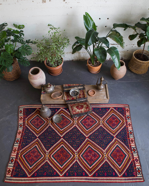 old rug, antique rug, earthy colors, bold colors, turkish rug, vintage rug, flat weave, kilim rug, large area rug, square rug, Wild Shaman, Portland, Oregon, rug store, rug shop, local shop