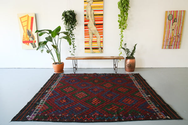 Vintage Aegean Cicim Kilim 6.9ftx8.8ft