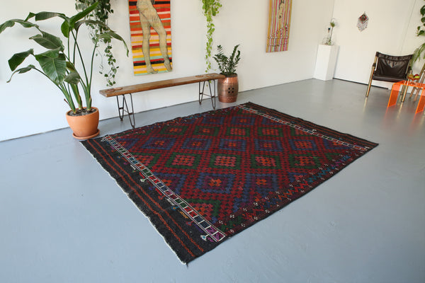 Vintage Aegean Cicim Kilim 6.9ftx8.8ft