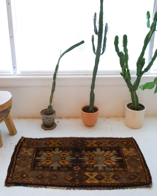 Vintage mini kilim rug in room decor setting, kilim, Turkish rug, vintage rug, portland, rug shop, bright colors, wild shaman, soft rug, bold color, Portland, Oregon, rug store, rug shop, local shop