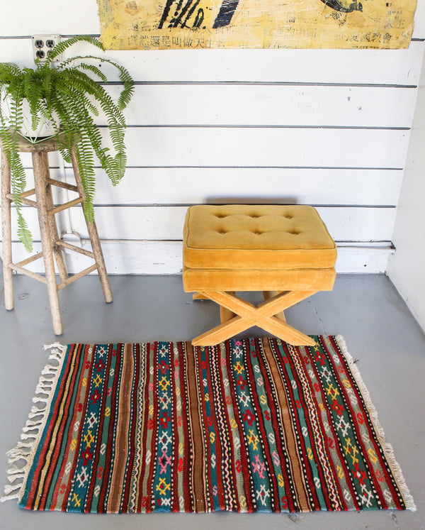 Vintage Mini Turkish Kilim Rug 2.6ftx3.8ft