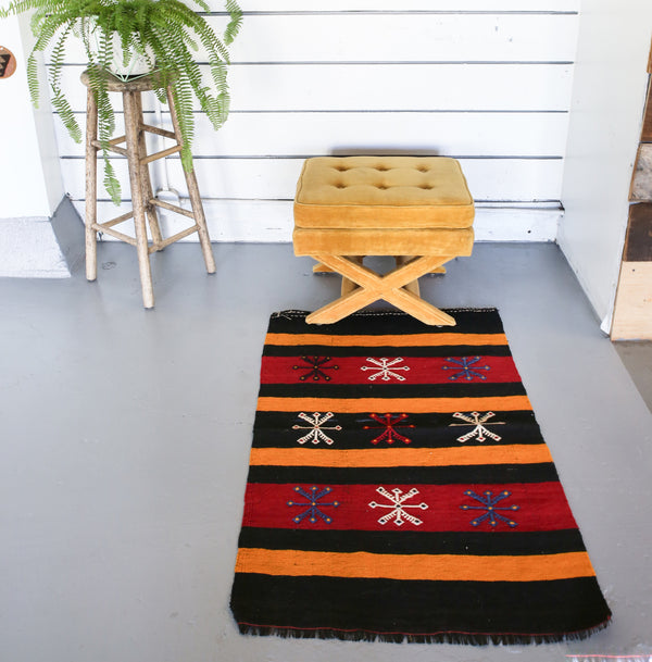 Vintage Mini Turkish Kilim Rug 2.6ftx4ft