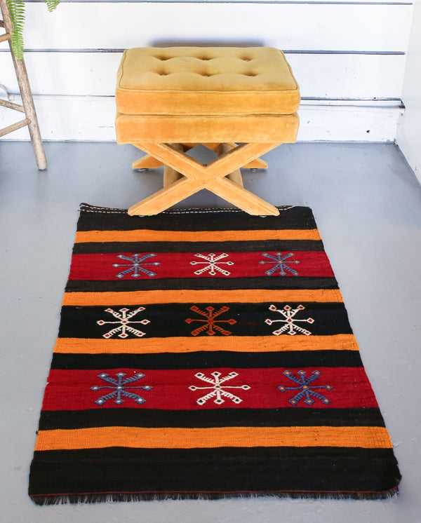 Vintage Mini Turkish Kilim Rug 2.6ftx4ft