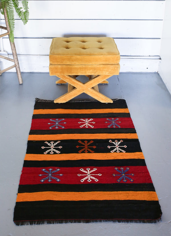 Vintage Mini Turkish Kilim Rug 2.6ftx4ft