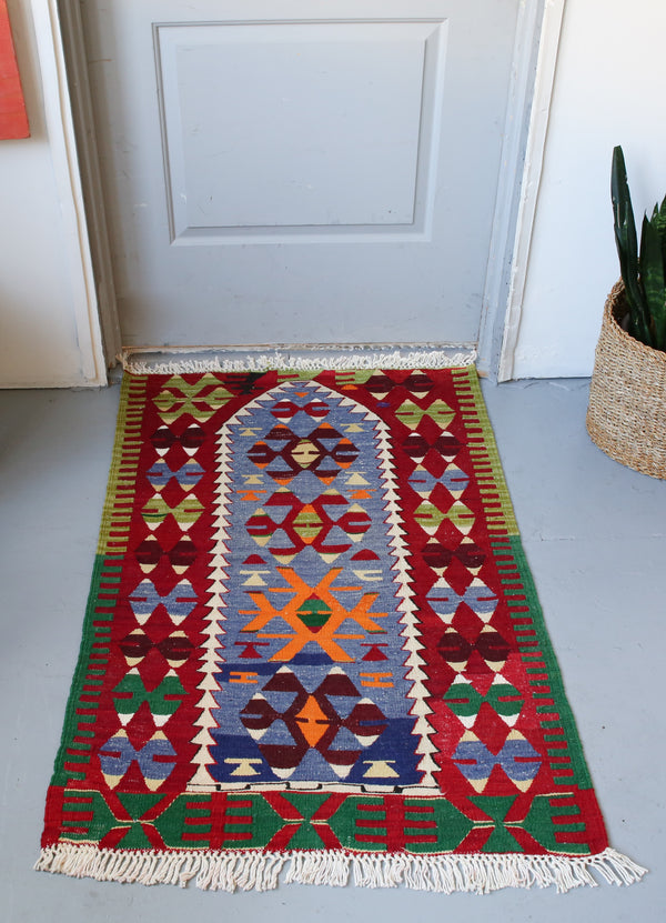 Vintage Mini Turkish Kilim Rug 2.9ftx4.5ft