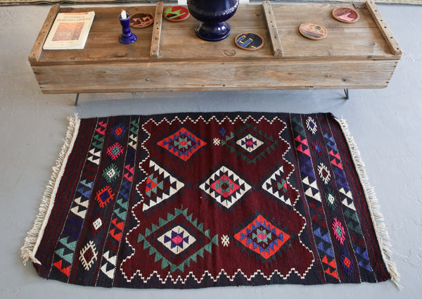 Vintage Mini Turkish Kilim Rug 2.4ftx4ft