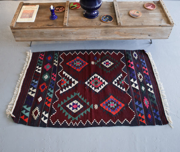 Vintage Mini Turkish Kilim Rug 2.4ftx4ft