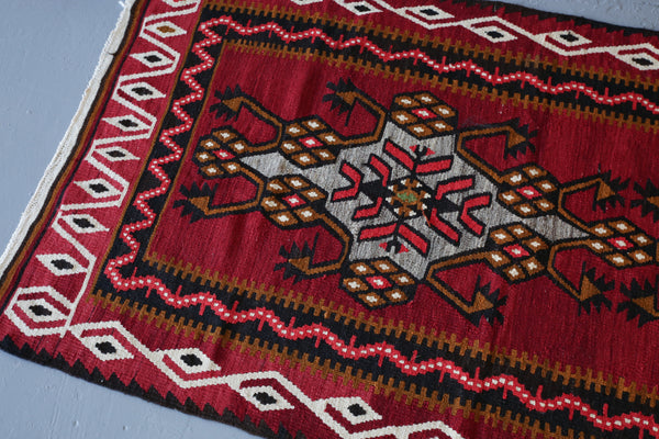 Vintage Mini Turkish Kilim Rug 3ftx5.4ft