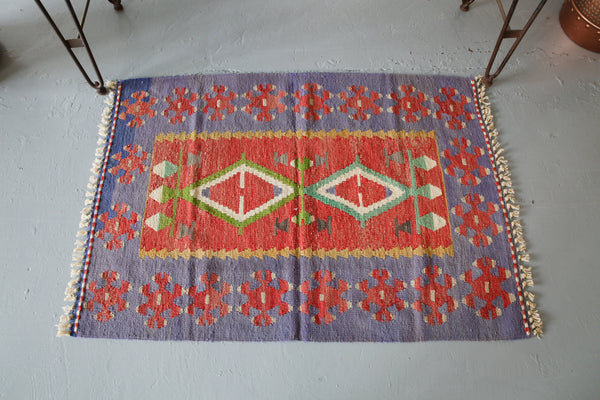 Vintage Mini Turkish Kilim Rug 2.9ftx4.2ft