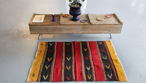 Vintage Mini Turkish Kilim Rug 2.6ftx3.10ft