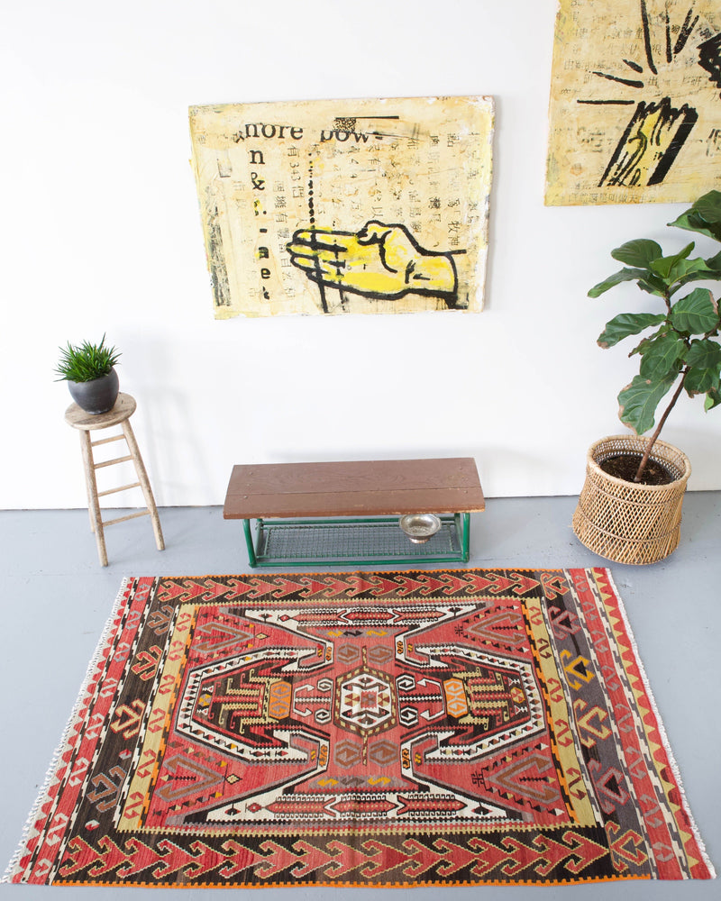 Turkish rug, vintage rug, flat weave, kilim rug, large area rug, square rug, Wild Shaman, Portland, Oregon, rug store, rug shop, local shop,  bright colors, area rug, red rug, bold color