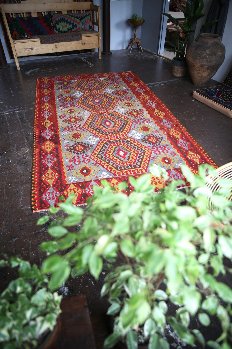 Old Ushak Esme Kilim 5.7ftx10.1ft