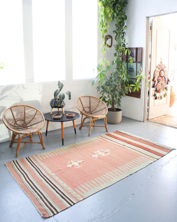 old rug, antique rug, earthy colors, faded colors, Turkish rug, vintage rug, flat weave, kilim rug, large area rug, square rug, Wild Shaman, Portland, Oregon, rug store, rug shop, local shop