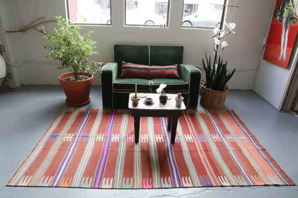 Old Bodrum Bos Kilim 4.10x7.10ft