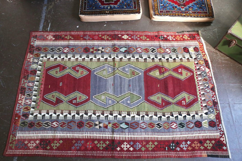 Old Konya Obruk Kilim 4.9ftx7.1ft